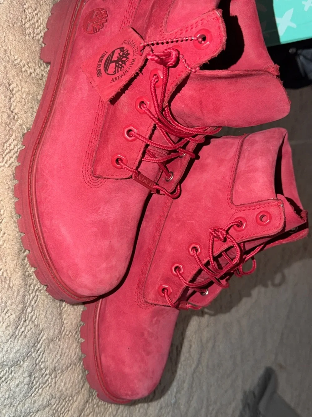 Timberland Women's Red Lace-Up Suede Boots